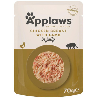 APPLAWS Plic – hrană umedă complementară pentru pisici, piept de pui și miel în aspic, 70 g